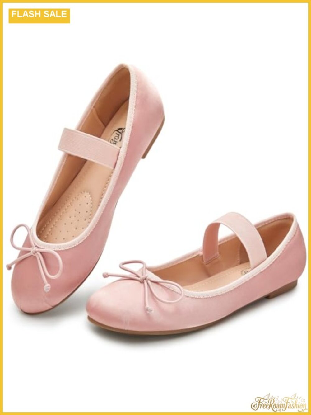 Silk Satin Mary Jane Ballet Flats with Bow Elastic Strap